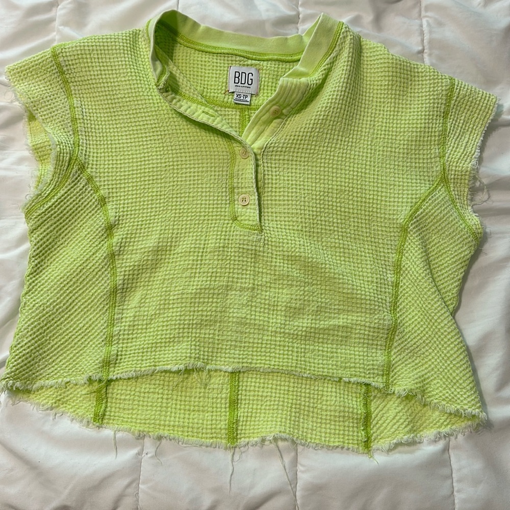 Urban Outfitters textured neon green copped top in size XS